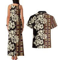 Bula Fiji Masi Couples Matching Tank Maxi Dress and Hawaiian Shirt Tapa Tropical Hibiscus Half Stylized LT14 - Polynesian Pride