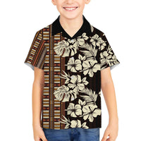 Bula Fiji Masi Family Matching Off The Shoulder Long Sleeve Dress and Hawaiian Shirt Tapa Tropical Hibiscus Half Stylized LT14 Son's Shirt Brown - Polynesian Pride