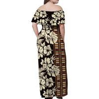 Bula Fiji Masi Family Matching Off Shoulder Maxi Dress and Hawaiian Shirt Tapa Tropical Hibiscus Half Stylized LT14 - Polynesian Pride