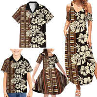 Bula Fiji Masi Family Matching Summer Maxi Dress and Hawaiian Shirt Tapa Tropical Hibiscus Half Stylized LT14 - Polynesian Pride