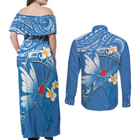 Polynesia Diabetes Awareness Month Couples Matching Off Shoulder Maxi Dress and Long Sleeve Button Shirt In November We Wear Blue LT14 - Polynesian Pride