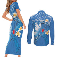 Polynesia Diabetes Awareness Month Couples Matching Short Sleeve Bodycon Dress and Long Sleeve Button Shirt In November We Wear Blue LT14 - Polynesian Pride