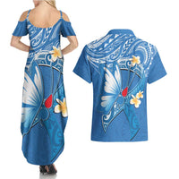 Polynesia Diabetes Awareness Month Couples Matching Summer Maxi Dress and Hawaiian Shirt In November We Wear Blue LT14 - Polynesian Pride