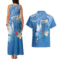 Polynesia Diabetes Awareness Month Couples Matching Tank Maxi Dress and Hawaiian Shirt In November We Wear Blue LT14 - Polynesian Pride