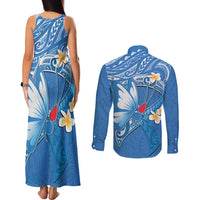 Polynesia Diabetes Awareness Month Couples Matching Tank Maxi Dress and Long Sleeve Button Shirt In November We Wear Blue LT14 - Polynesian Pride