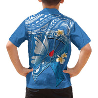 Polynesia Diabetes Awareness Month Family Matching Off The Shoulder Long Sleeve Dress and Hawaiian Shirt In November We Wear Blue LT14 - Polynesian Pride