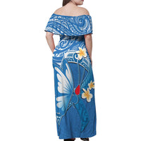 Polynesia Diabetes Awareness Month Family Matching Off Shoulder Maxi Dress and Hawaiian Shirt In November We Wear Blue LT14 - Polynesian Pride