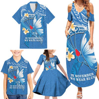Polynesia Diabetes Awareness Month Family Matching Summer Maxi Dress and Hawaiian Shirt In November We Wear Blue LT14 - Polynesian Pride