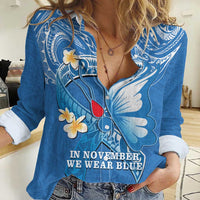 Polynesia Diabetes Awareness Month Women Casual Shirt In November We Wear Blue LT14 Female Blue - Polynesian Pride