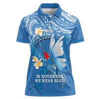 Polynesia Diabetes Awareness Month Women Polo Shirt In November We Wear Blue LT14 Female Blue - Polynesian Pride