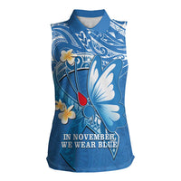 Polynesia Diabetes Awareness Month Women Sleeveless Polo Shirt In November We Wear Blue LT14 Female Blue - Polynesian Pride