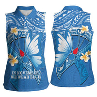 Polynesia Diabetes Awareness Month Women Sleeveless Polo Shirt In November We Wear Blue LT14 - Polynesian Pride