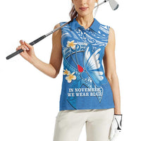 Polynesia Diabetes Awareness Month Women Sleeveless Polo Shirt In November We Wear Blue LT14 - Polynesian Pride