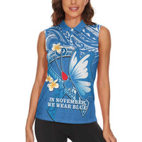 Polynesia Diabetes Awareness Month Women Sleeveless Polo Shirt In November We Wear Blue LT14 - Polynesian Pride