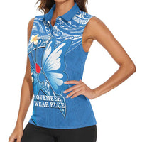 Polynesia Diabetes Awareness Month Women Sleeveless Polo Shirt In November We Wear Blue LT14 - Polynesian Pride