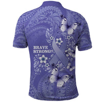 Polynesia Stomach Cancer Awareness Polo Shirt Periwinkle Ribbon Brave Strong!