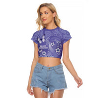 Polynesia Stomach Cancer Awareness Raglan Cropped T Shirt Periwinkle Ribbon Brave Strong!