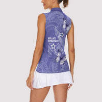 Polynesia Stomach Cancer Awareness Women Sleeveless Polo Shirt Periwinkle Ribbon Brave Strong!