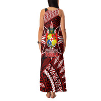 Malo e lelei Tonga Family Matching Tank Maxi Dress and Hawaiian Shirt Tongan Ngatu Pattern Red Version LT14 - Polynesian Pride