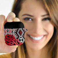 New Zealand AirPods Case Aotearoa Kowhaiwhai Mix Taniko Art - Red LT14 - Polynesian Pride