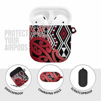 New Zealand AirPods Case Aotearoa Kowhaiwhai Mix Taniko Art - Red LT14 - Polynesian Pride
