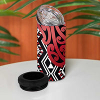 New Zealand 4 in 1 Can Cooler Tumbler Aotearoa Kowhaiwhai Mix Taniko Art - Red LT14 - Polynesian Pride