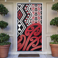 New Zealand Door Cover Aotearoa Kowhaiwhai Mix Taniko Art - Red LT14 Red - Polynesian Pride