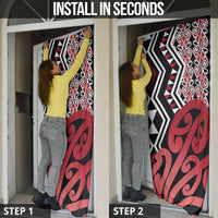 New Zealand Door Cover Aotearoa Kowhaiwhai Mix Taniko Art - Red LT14 - Polynesian Pride