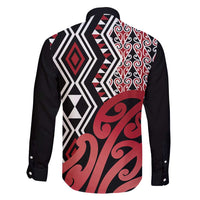 New Zealand Family Matching Summer Maxi Dress and Hawaiian Shirt Aotearoa Kowhaiwhai Mix Taniko Art - Red LT14 - Polynesian Pride