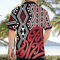New Zealand Hawaiian Shirt Aotearoa Kowhaiwhai Mix Taniko Art - Red LT14 - Polynesian Pride