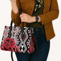 New Zealand Leather Bag Aotearoa Kowhaiwhai Mix Taniko Art - Red - Polynesian Pride