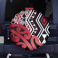 New Zealand Spare Tire Cover Aotearoa Kowhaiwhai Mix Taniko Art - Red LT14 - Polynesian Pride