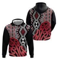 New Zealand Zip Hoodie Aotearoa Kowhaiwhai Mix Taniko Art - Red LT14 - Polynesian Pride