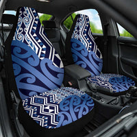 New Zealand Car Seat Cover Aotearoa Kowhaiwhai Mix Taniko Art - Blue LT14 One Size Blue - Polynesian Pride