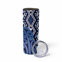 New Zealand Skinny Tumbler Aotearoa Kowhaiwhai Mix Taniko Art - Blue LT14 - Polynesian Pride