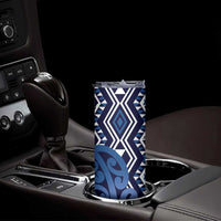 New Zealand Skinny Tumbler Aotearoa Kowhaiwhai Mix Taniko Art - Blue LT14 - Polynesian Pride