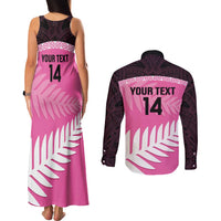 Custom New Zealand Aotearoa Cricket Couples Matching Tank Maxi Dress and Long Sleeve Button Shirt Go White Silver Fern LT14 - Polynesian Pride