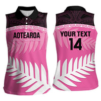 Custom New Zealand Aotearoa Cricket Women Sleeveless Polo Shirt Go White Silver Fern LT14 - Polynesian Pride