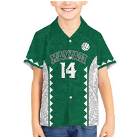 Custom Hawaii Volleyball Family Matching Mermaid Dress and Hawaiian Shirt Hawaiian Kakau Pattern LT14 Son's Shirt Green - Polynesian Pride