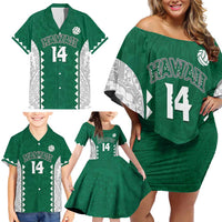 Custom Hawaii Volleyball Family Matching Off Shoulder Short Dress and Hawaiian Shirt Hawaiian Kakau Pattern LT14 - Polynesian Pride
