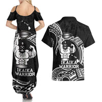 Black Hawaii Ikaika Warrior Couples Matching Summer Maxi Dress and Hawaiian Shirt Hawaiian Power