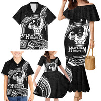 Black Hawaii Ikaika Warrior Family Matching Mermaid Dress and Hawaiian Shirt Hawaiian Power LT14 - Polynesian Pride