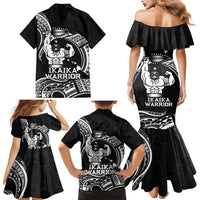 Black Hawaii Ikaika Warrior Family Matching Mermaid Dress and Hawaiian Shirt Hawaiian Power LT14 - Polynesian Pride