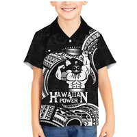 Black Hawaii Ikaika Warrior Family Matching Mermaid Dress and Hawaiian Shirt Hawaiian Power LT14 Son's Shirt Black - Polynesian Pride