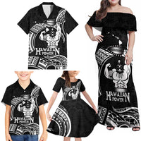 Black Hawaii Ikaika Warrior Family Matching Off Shoulder Maxi Dress and Hawaiian Shirt Hawaiian Power LT14 - Polynesian Pride