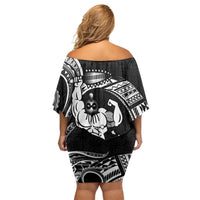 Black Hawaii Ikaika Warrior Family Matching Off Shoulder Short Dress and Hawaiian Shirt Hawaiian Power