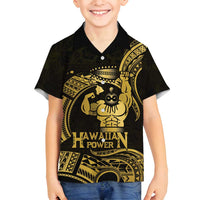 Gold Hawaii Ikaika Warrior Family Matching Off Shoulder Maxi Dress and Hawaiian Shirt Hawaiian Power LT14 Son's Shirt Gold - Polynesian Pride