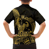 Gold Hawaii Ikaika Warrior Family Matching Puletasi and Hawaiian Shirt Hawaiian Power LT14 - Polynesian Pride