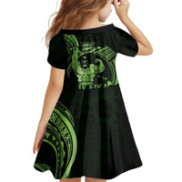 Green Hawaii Ikaika Warrior Family Matching Off The Shoulder Long Sleeve Dress and Hawaiian Shirt Hawaiian Power