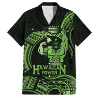Green Hawaii Ikaika Warrior Family Matching Off Shoulder Maxi Dress and Hawaiian Shirt Hawaiian Power LT14 Dad's Shirt - Short Sleeve Green - Polynesian Pride